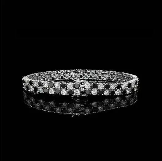 14K White Gold Plated 5Ct Round Lab Created Black Diamond Men's Tennis Bracelet