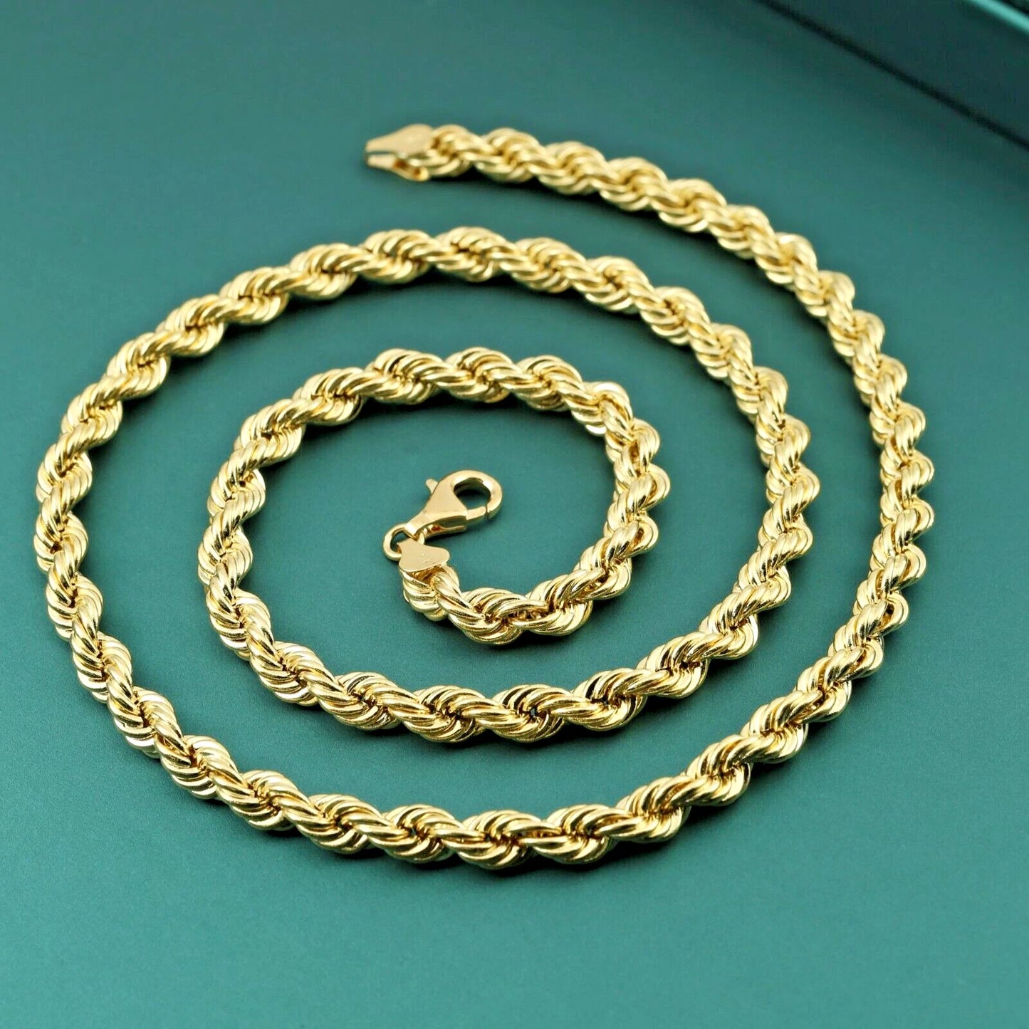 14K Real Solid Yellow Gold 2mm 3mm 4mm 5mm Rope Chain Italian Bracelet 7" 7.5"